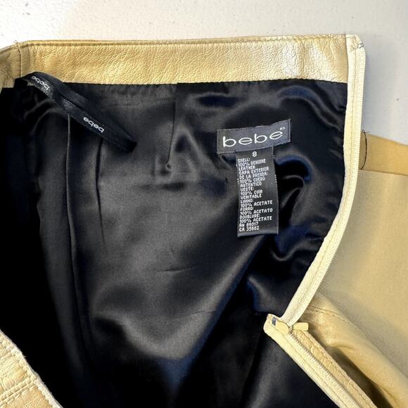 Vintage Y2K Leather Gold Yellow BEBE Knee-Length Skirt Size 8 - Picture 3 of 7